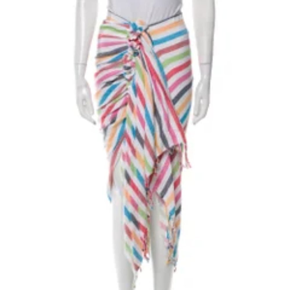 Just Be Queen Tulum Cotton Striped Asymmetric Skirt Women's Size XS
